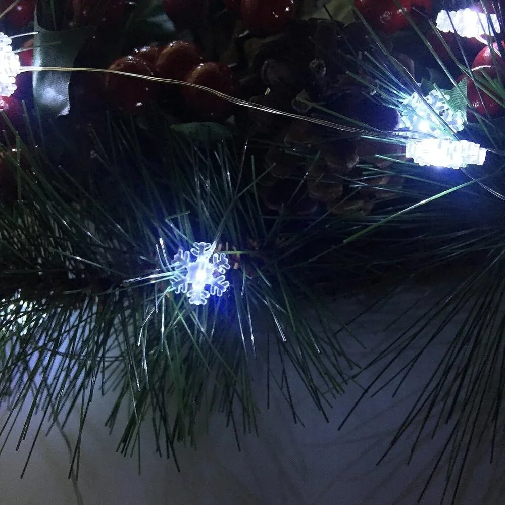Enchanting 2 Pack Mini Snowflake LED Fairy Lights with Timer - 10ft Cold White